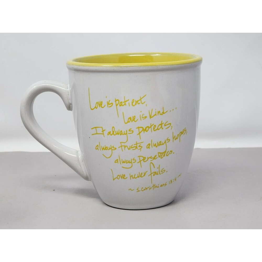 Ceramic Love Is Patient Mug White‎ & Yellow 1 Corinthians 13:4-7 Royal Norfolk